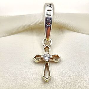 NIB AUTHENTIC JEWELED CZ CROSS STERLING SILVER CHARM FOR PANDORA BRACELETS